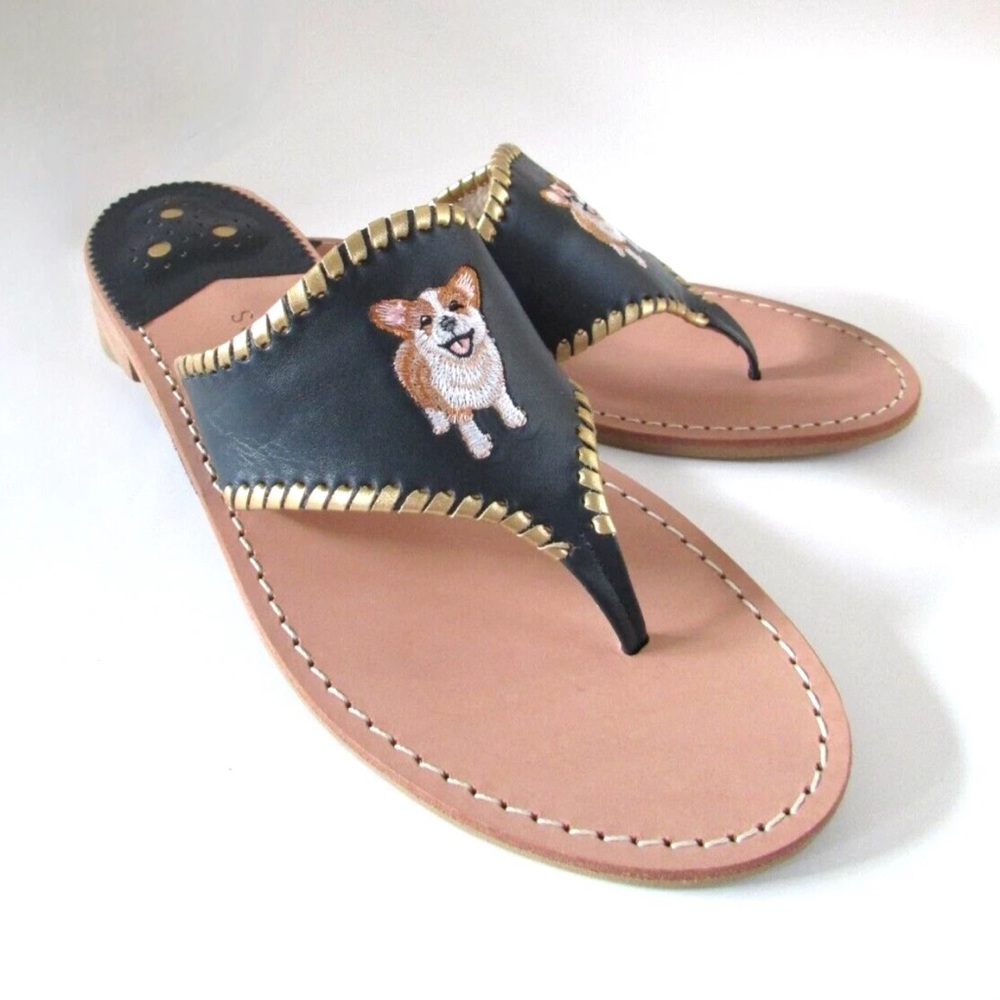 100% Corgi Approved Navy and Tan Sandals